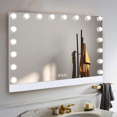 AZL1 Life Concept Decorative Wall Mirror Modern Minimalist Design HD Reflection Flexible Mounting for Home Entryway, White, 39.37"*27.56"*4.72"