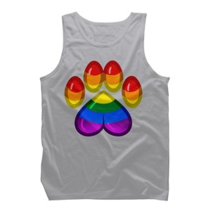 Adult Design By Humans Rainbow Pride Heart Pawprint By leashonlife Tank Top - 1 of 2