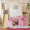 KWPZQEB Twin/Full Size House Loft Bed, Loft Bunk Bed Frame w/ Sills & Tents, Floor House Bunk Bed w/ Ladders & Slide, No Box Spring Needed - 2 of 4