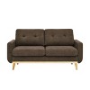 ORRD 67.7" Wide Mid-Century Modern Upholstered Tufted Loveseat Sofa With Wooden Legs - 2 of 4