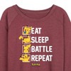 Women's - Pokémon - Eat Sleep Battle Repeat Lightweight French Terry Wide Neck Long Sleeve Shirt - 2 of 4