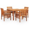vidaXL Outdoor Dining Set Brown frame with dark grey cushions - 2 of 4