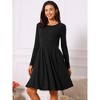 INSPIRE CHIC Women's Long Sleeve Round Neck A-Line Swing Knee Length Dress with Pockets - 4 of 4