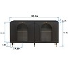 NicBex 59.8" Modern 4-Door Sideboard,Kitchen Storage Cabinets with Adjustable Shelves and Glass Doors for Kitchen and Dining Room,Black - 3 of 4
