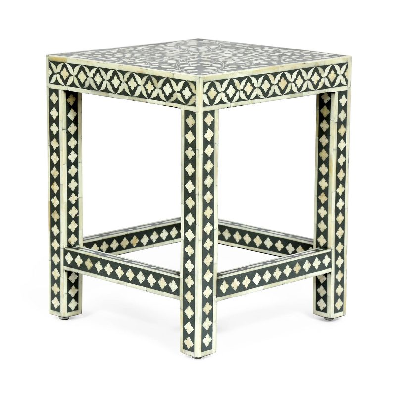 Eutaw Handcrafted Boho Mango Wood End Table Gray/White - Christopher Knight Home, 4 of 9