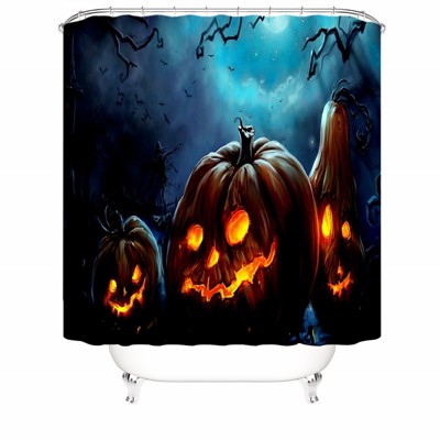 Scary Pumpkin Head Shower Curtains for Bathroom Waterproof Fabric Bath Curtain Durable Soft Stylish Bathroom Decor 72x72 Inch