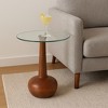 Round Modern Wood and Glass Accent Table Side Table for Home, Office, Bedroom, and Living Room - 2 of 4