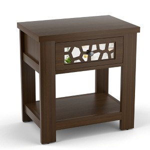 Tangkula Side End Table Nightstand w/ Drawer Wood for Living Room Bedroom Rustic - 1 of 4