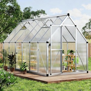 6x11 FT Heavy Duty Walk-in Aluminum Polycarbonate Greenhouses for Outdoors with Roof Vent, Lockable Door, for Patio, Backyard, Garden - 1 of 4
