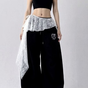 Anna-Kaci Women's Sheer Lace Overlay Belt with Side Tie Detail 78.5x2in - White - 1 of 4