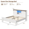 Farmhouse Queen Size Bed Frame with Storage, Farmhouse Bed Frame with Charging Station and Led Light, Bed Frame with Sliding Barn Door, Noise Free - 2 of 4