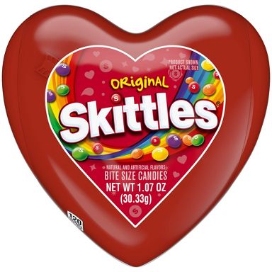 Skittles Original Chewy Fruit Candy Valentines Day Heart Box Gift Container - 1.07oz