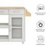 Modway Culinary Rolling Kitchen Cart with Storage in White Natural – 3-Tier Utility Island on Wheels with Spice Rack - 2 of 4