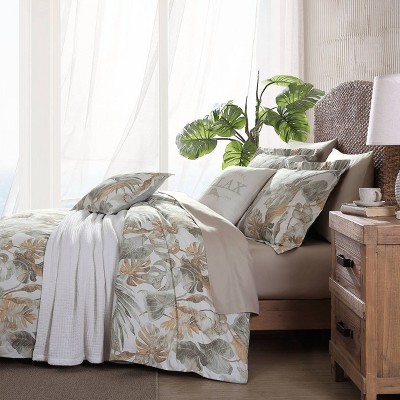 Green and Gold Cotton Boho-Chic Queen Bedspread Cover Set