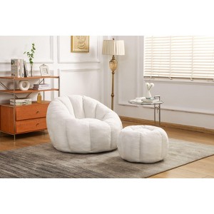 NicBex Teddy Fabric Bean Bag Chair with Ottoman and Memory Foam,Giant Lazy Sofa Chair with Armrest,Modern Lounge Chair for Living Room,Green - 1 of 4