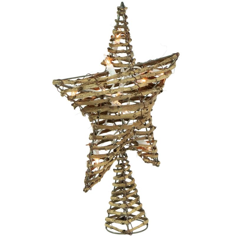 Northlight 11" Lighted Rattan Twigs Star Christmas Tree Topper- Clear Lights, White Wire, 4 of 6