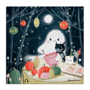 Stupell Industries Cat & Ghost Baking Pumpkin Cake Canvas Art - 1 of 4