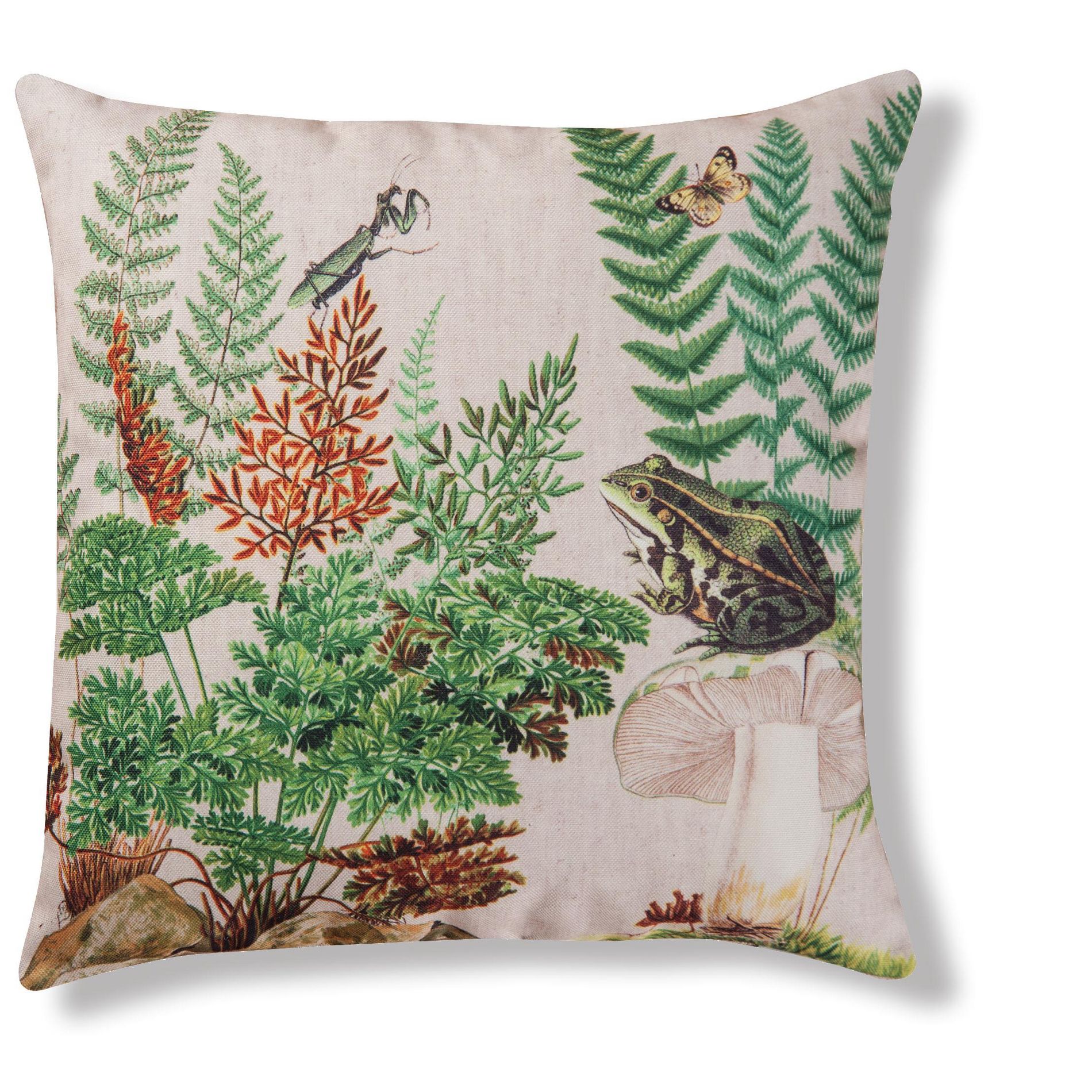 C&F Home Fern & Frog Garden Botanical Garden Premium Indoor/Outdoor Accent Throw Pillow, 18" x 18"
