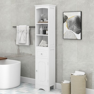 Bathroom Freestanding Storage Cabinet with Shelves Over Toilet, White -  ModernLuxe