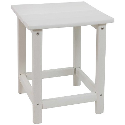 Sunnydaze Faux Wood Design Plastic All-Weather Square Modern Adirondack Side Table, White