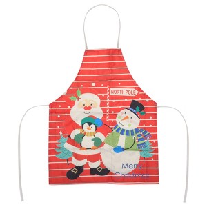 Unique Bargains Christmas Aprons Santa ClausSnowman Linen 21.65"x26.77" 1 Pc - 1 of 4