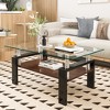 MAYEERTY Rectangle Coffee Table, Tempered Glass Tabletop with MDF Layer, Modern Table for Living Room , Transparent Glass - 2 of 4
