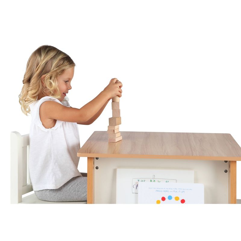 3pc Journey Collection Kids&#39; Table and Book Rack with Chairs Natural/White - Humble Crew, 4 of 11