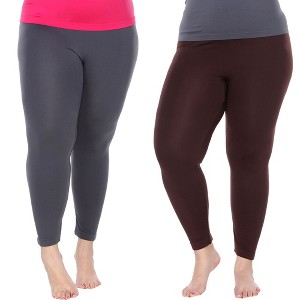 Women's Pack of 2 Solid Leggings - One Size Fits Most - White Mark - 1 of 1