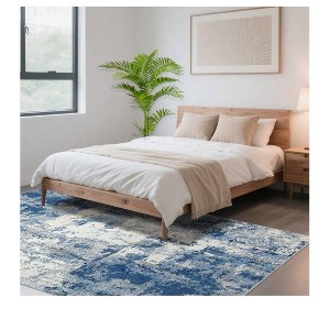 Blue-2*6 feet  Modern Area Rug Machine Washable Abstract Floor Cover Non Shedding Low Pile Ultra Thin Stain Resistant Soft Accent Carpet For Bedroom - 1 of 4
