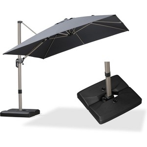 PURPLE LEAF Right-left Tilt Cantilever Umbrella with Base Patio Outdoor Swivel Umbrella with 360-degree Rotation - 1 of 1