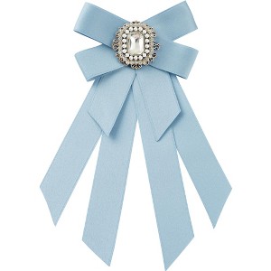 INSPIRE CHIC Women's Solid Color Pre-tied Bowknot Pin Brooch Bow Ties with Big Rhinestones - 1 of 4