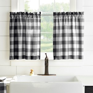 Elrene Farmhouse Living Buffalo Check Kitchen Tier Window Curtain Set of 2 - Elrene Home Fashions - 1 of 3