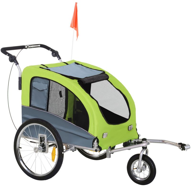 Aosom Dog Bike Trailer 2-In-1 Pet Stroller with Canopy and Storage Pockets, 1 of 11