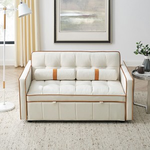 LOVMOR Pull Out Sleep Sofa Bed, with side pockets, Adjsutable Backrest and Lumbar Pillows, for Apartment, Office, Living Room - 1 of 4