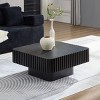 35'' Modern Small Wood Square Coffee Table, Handcraft Drum Coffee Table with MDF Pedestal Base for Living Room,Compact Spaces-Coolbibila - 2 of 4