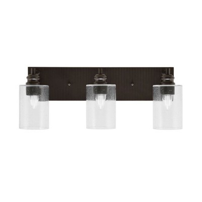 Toltec Lighting Edge 3 - Light Vanity in  Espresso with 4" Clear Bubble Shade