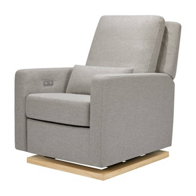 Babyletto Sigi Glider Recliner with Electronic Control and USB with Light Wood Base - Greenguard Gold Certified