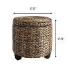 happimess Addie Modern Coastal Handwoven Water Hyacinth Storage Ottoman with Lid - 3 of 4