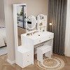 Full Body Mirror Cabinet with Vanity Table and Cushioned Stool - 4 of 4