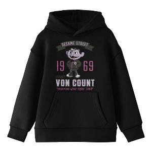 Bioworld Team Sesame Street 1969 Count Von Count Youth Black Hoodie - 1 of 3