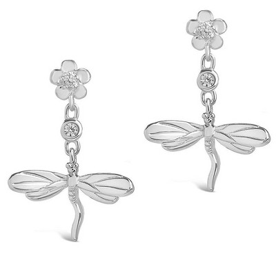 SHINE by Sterling Forever CZ Dragonfly Dangle Earrings
