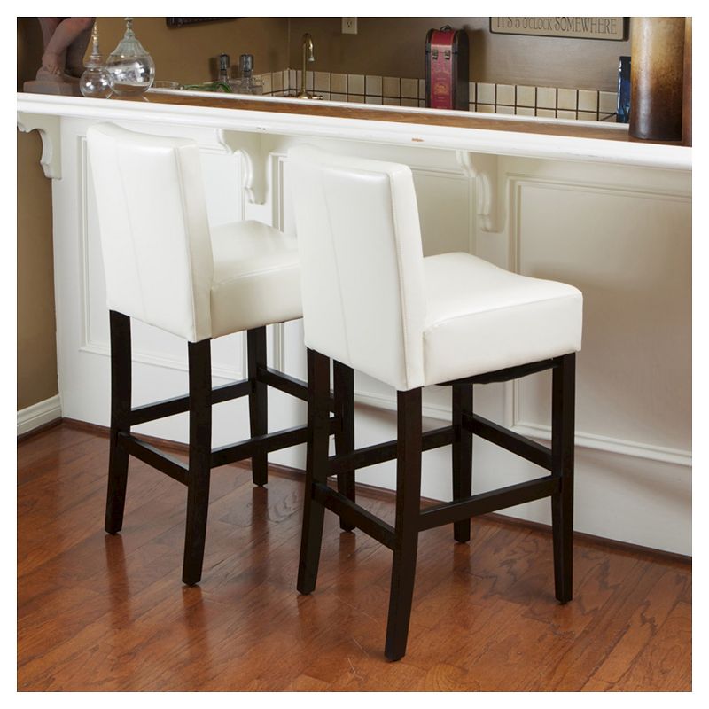 Set of 2 25.5" Lopez Leather Counter Height Barstools - Christopher Knight Home, 3 of 10