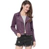 INSPIRE CHIC Women's Zip Up Faux Suede Biker Moto Jacket - 2 of 4