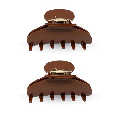 LA Glam Co. Hollywood 3" Claw Clips - All Hair - 2-Pack - Brown