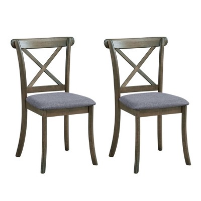 VYNXARIA Wooden X Back Dining Chairs Set of 2, Modern Fabric Upholstered Kitchen Side 2PC Chairs,oak
