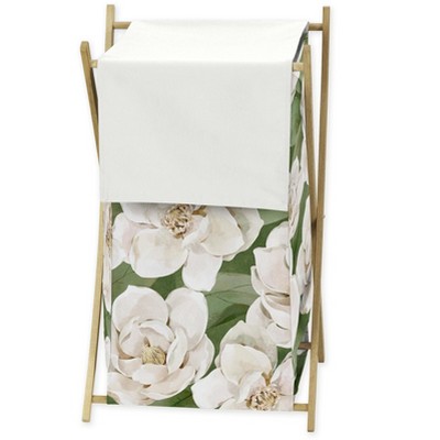 Sweet Jojo Designs Girl Laundry Hamper Watercolor Magnolia Green And ...