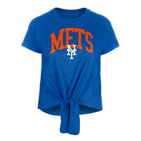 MLB New York Mets Women's Front Knot T-Shirt - XS