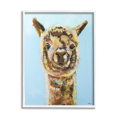 Stupell Industries Happy Llama Farm Animal Face Framed Giclee