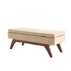 CAVINAS Plush Storage Ottoman Bench with Solid Wood Legs,Footstool with Hidden Compartment,Storage Bench for Living Room,Bedroom - 2 of 4