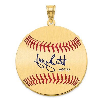 Black Bow Jewelry 14K Gold Plated George Brett Signature LG Enamel Baseball Pendant